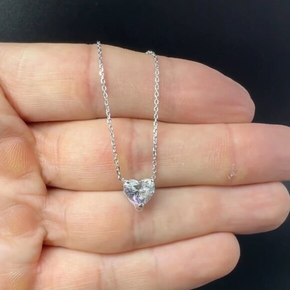2.00 Carat Heart Brilliant Lab-Grown Diamond Pendant in 14K White Gold - Picture 3 of 5